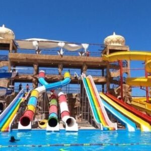 Aqua, 6 m high, two spirals + one tube + triple waterfall + wide waterfall