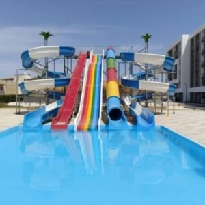 Aqua with a height of 6 meters, two spirals + one tube + one side waterfall + on waterfall