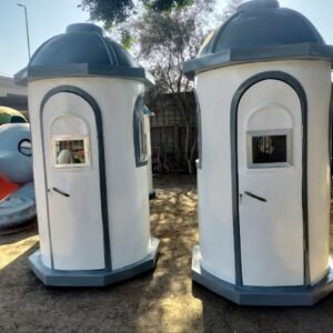 كشك حراسة فيبر جلاس دائري 125 مزود بباب وشباكين