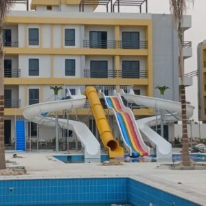 اكوابارك ارتفاع ٤م اتنين شلال حلزوني + أنبوب مغلق + شلال عريض